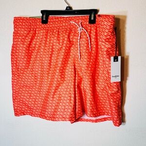 Goodfellow & Co Mens UPF 50+ 7" Inseam Swim Trunks, Coral Poppy Size XL